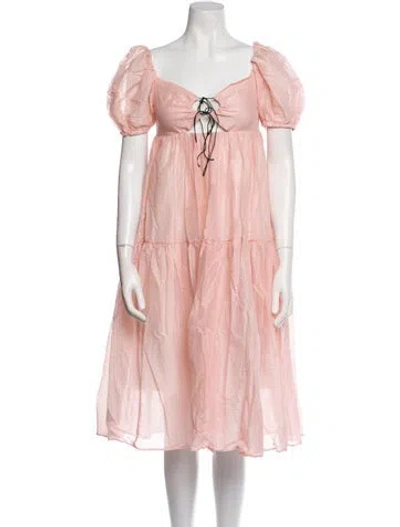 Pre-owned Naya Rea V-neck Midi Length Dress W/ Tags In Pink