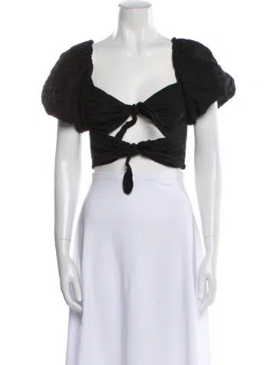 Pre-owned Naya Rea V-neck Short Sleeve Crop Top In White