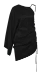 Nazli Ceren Rocha Asymmetric Mini Satin Dress In Black