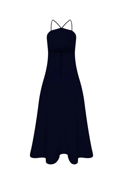 Nazli Ceren Riley Midi Dress In Midnight Blue