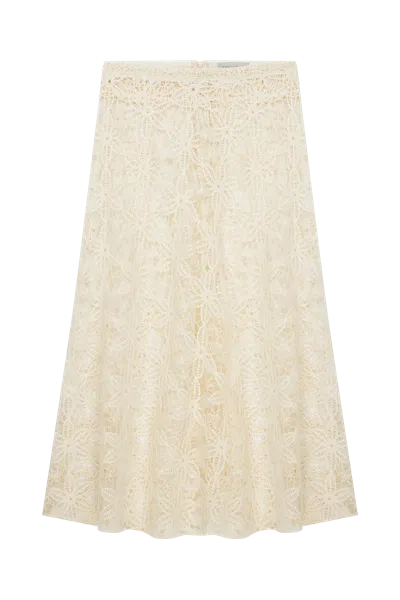 Nazli Ceren Clea Crochet Midi Skirt In Pear Sorbet In White