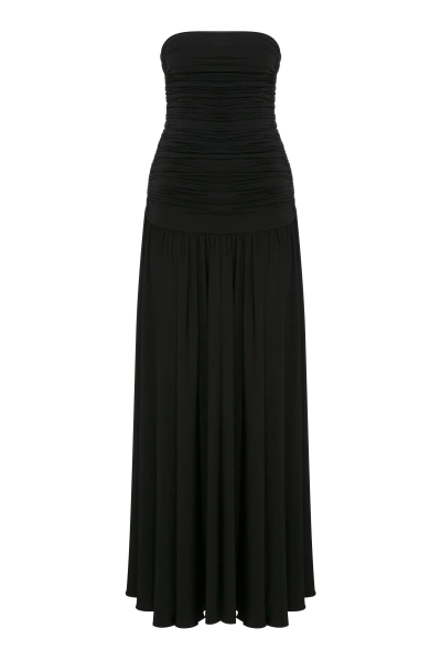 Nazli Ceren Amber Strapless Jersey Long Dress In Black