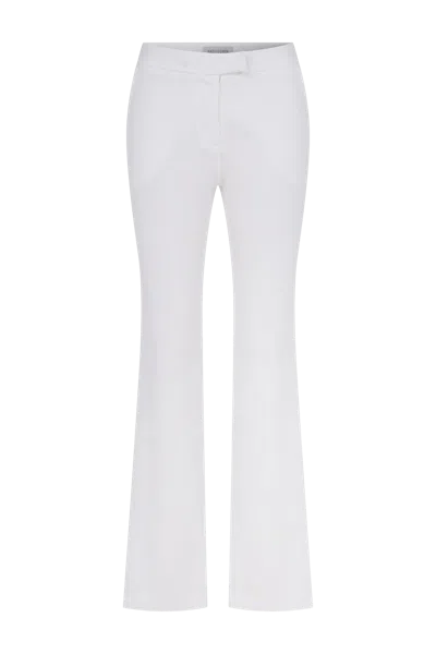Nazli Ceren Arced Crepe Trousers In Blanche In White