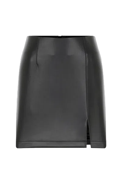 Nazli Ceren Vance Vegan Leather Mini Skirt In Black