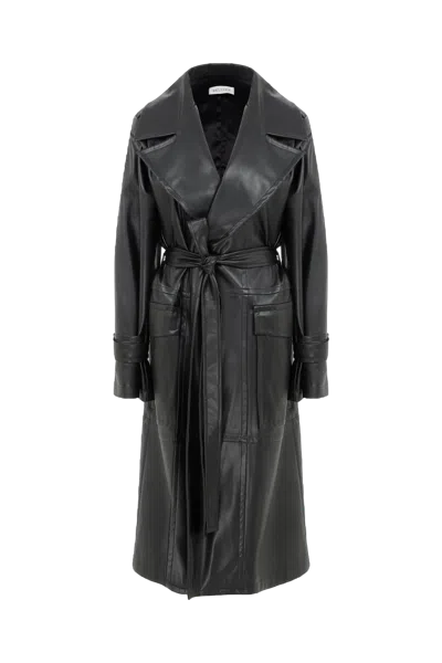 Nazli Ceren Cecile Vegan Leather Trenchcoat In Noire In Black