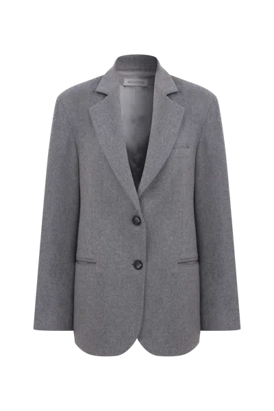 Nazli Ceren Boxy Wool Blazer In Grey In Dolphin Grey