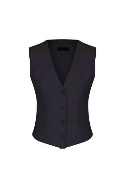 Nazli Ceren Brita Linen Vest In Black