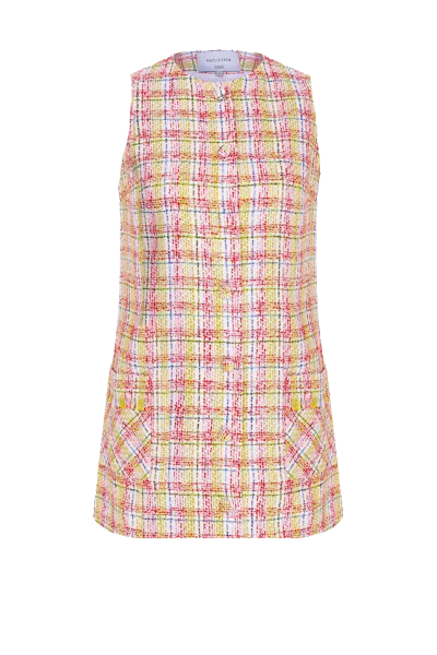 Nazli Ceren Chloe Cotton Tweed Mini Dress In Pink