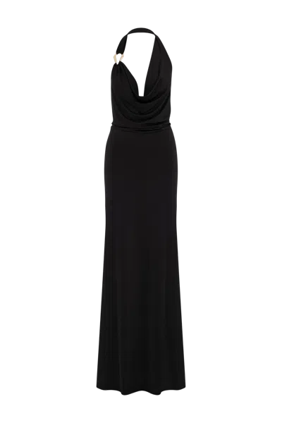 Nazli Ceren Dakota Long Jersey Dress In Black
