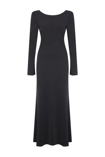 Nazli Ceren Iris Jersey Long Dress With Open Back In Black