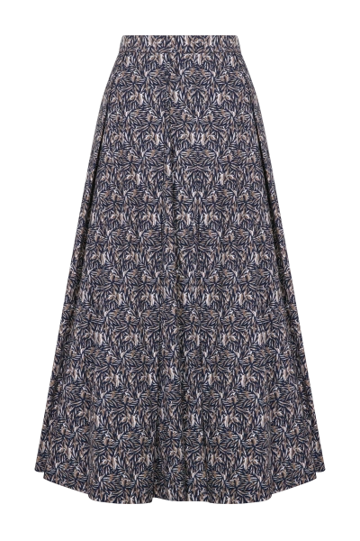 Nazli Ceren June Printed Cotton Midi Skirt In Brown In Gray