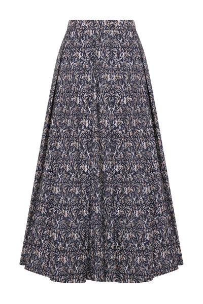 Nazli Ceren June Printed Cotton Midi Skirt In Brown