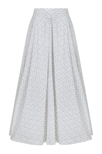 Nazli Ceren June Printed Cotton Midi Skirt In Cannoli Cream In Gray