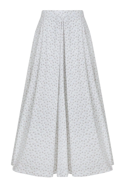 Nazli Ceren June Printed Cotton Midi Skirt In Cannoli Cream In White