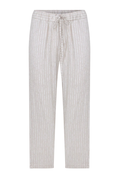 Nazli Ceren Kyra Striped Linen Trousers In Walnut In White