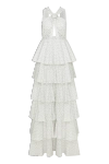 Nazli Ceren Laurel Printed Cotton Long Dress In Cannoli Cream