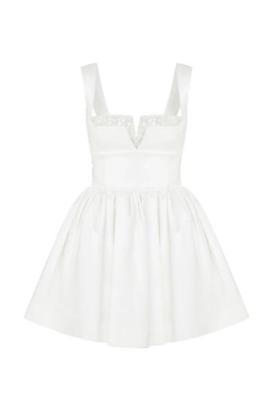 Nazli Ceren Leanne Satin Mini Dress In Lily White