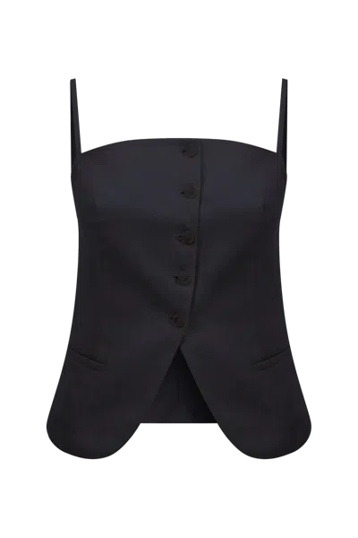 Nazli Ceren Marona Linen Top In Black