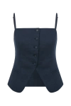 Nazli Ceren Marona Linen Top In Dark Navy