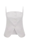 Nazli Ceren Marona Linen Top In White In White