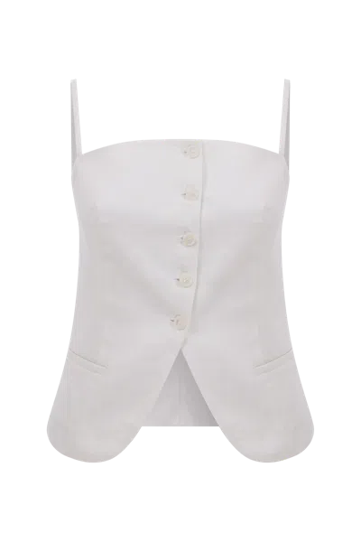 Nazli Ceren Marona Linen Top In White
