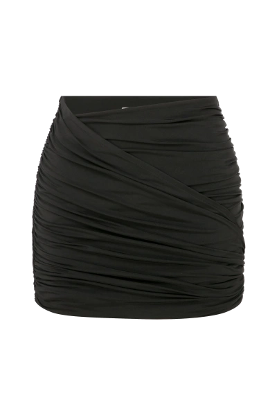 Nazli Ceren Micha Jersey Asymmetric Mini Skirt In Black