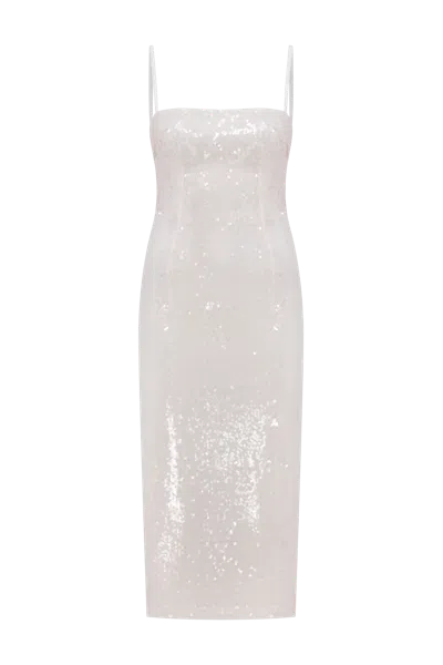 Nazli Ceren Miles Sequin Dress In Cloud Cream In White