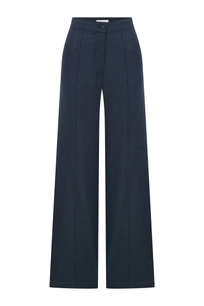 Nazli Ceren Millie Linen Trousers In Dark Navy In Blue