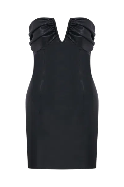 Nazli Ceren Miora Mini Leather Dress In Black