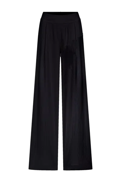 Nazli Ceren Mui Wide Leg Linen Trousers In Black