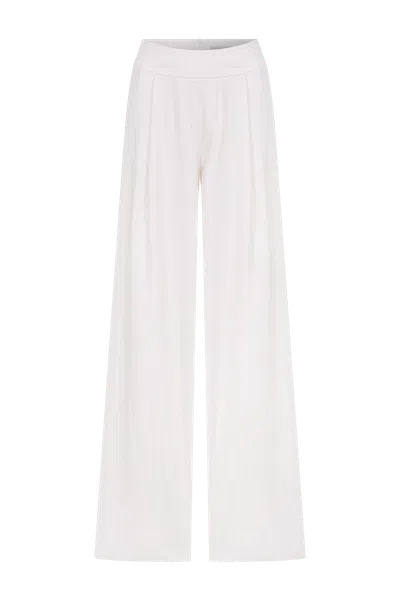 Nazli Ceren Mui Wide Leg Linen Trousers In White