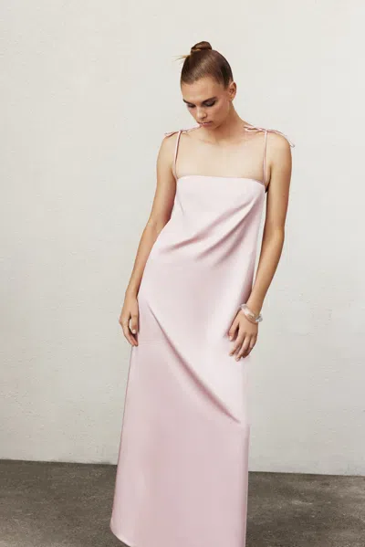 Nazli Ceren Women's Aella Long Satin Dress In Pink Tint
