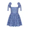 Nazli Ceren Audree Floral Print Poplin Mini Dress In Azure Blue In Blue