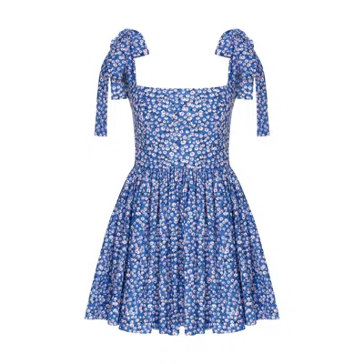 Nazli Ceren Women's Audree Floral Print Poplin Mini Dress In Azure Blue