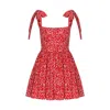 Nazli Ceren Audree Floral Print Poplin Mini Dress In Candy Red In Red
