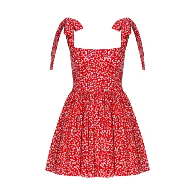 Nazli Ceren Women's Audree Floral Print Poplin Mini Dress In Candy Red