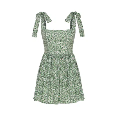Nazli Ceren Audree Floral Print Poplin Mini Dress In Spring Green