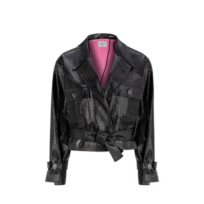 Nazli Ceren Women's Black Callie Croc-effect Jacket