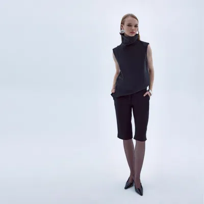 Nazli Ceren Women's Black Geena Sleevess Roll-neck Top