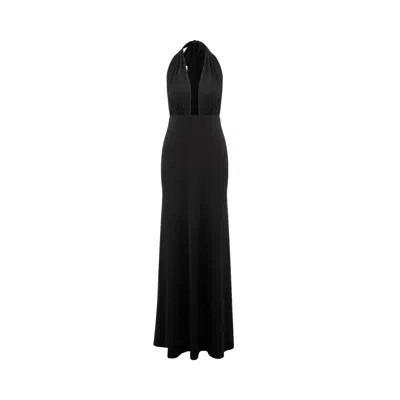 Nazli Ceren Ines Jersey Long Dress In Noire In Black