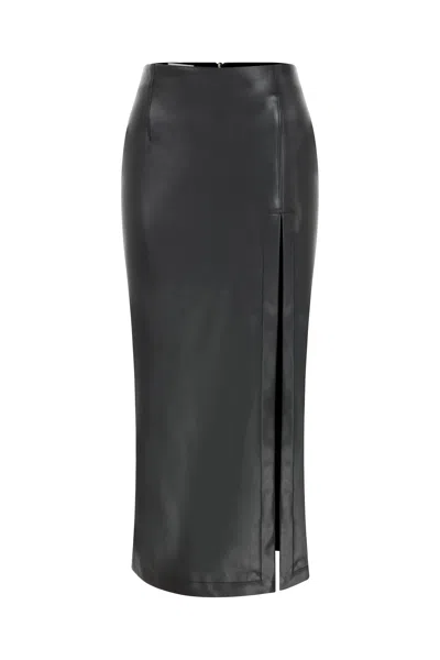 NAZLI CEREN WOMEN'S BLACK LEA VEGAN LEATHER MAXI SKIRT