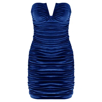 Nazli Ceren Women's Blue Luce Velvet Mini Dress In Bleu