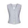 Nazli Ceren Lyra Striped Cotton Waistcoat In Blue