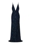 Nazli Ceren Women's Blue Selene Long Sequin Dress In Blue