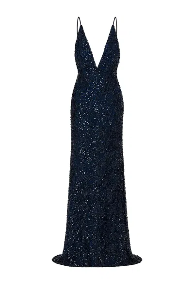 Nazli Ceren Women's Blue Selene Long Sequin Dress