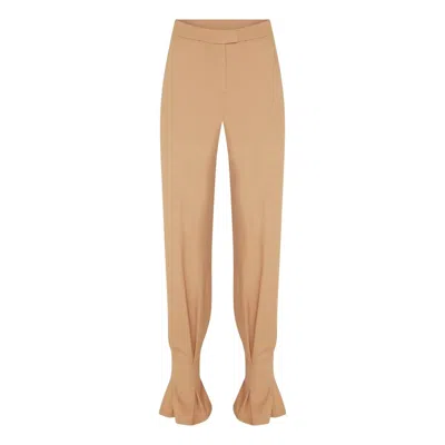 Nazli Ceren Raff Asymmetric Cotton Trousers In Brown