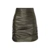 Nazli Ceren Women's Chels Vegan Leather Ruched Skirt In Burnt Green In Green