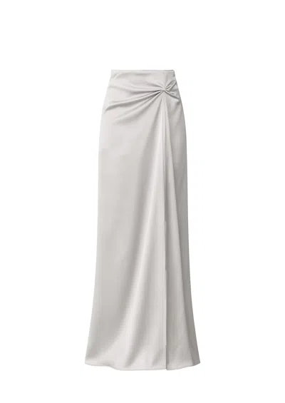 Nazli Ceren Women's Corinne Satin Skirt In Silver Lining In Gray
