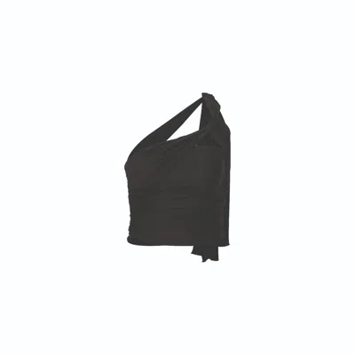 NAZLI CEREN WOMEN'S EVELYN JERSEY  ASYMMETRIC TOP IN BLACK