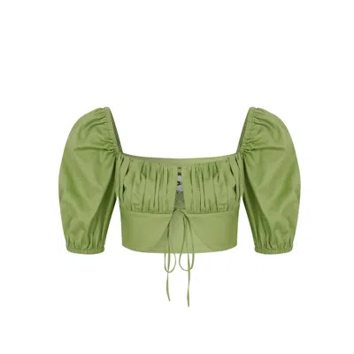 Nazli Ceren Grace Top In Green In Yellow